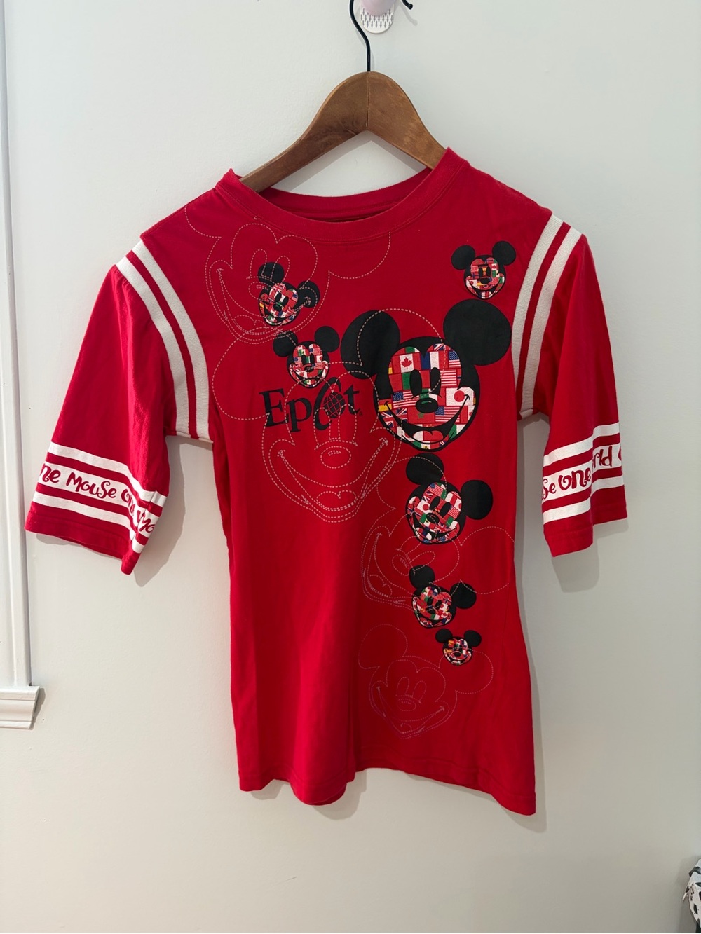 Disney Epcot Red Mickey Graphic Kids Tee